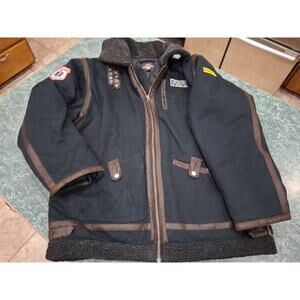 Fire Zone FDNY Flight Jacket Coat EMS Rescue Patches Quilted Fur Trim Pockets